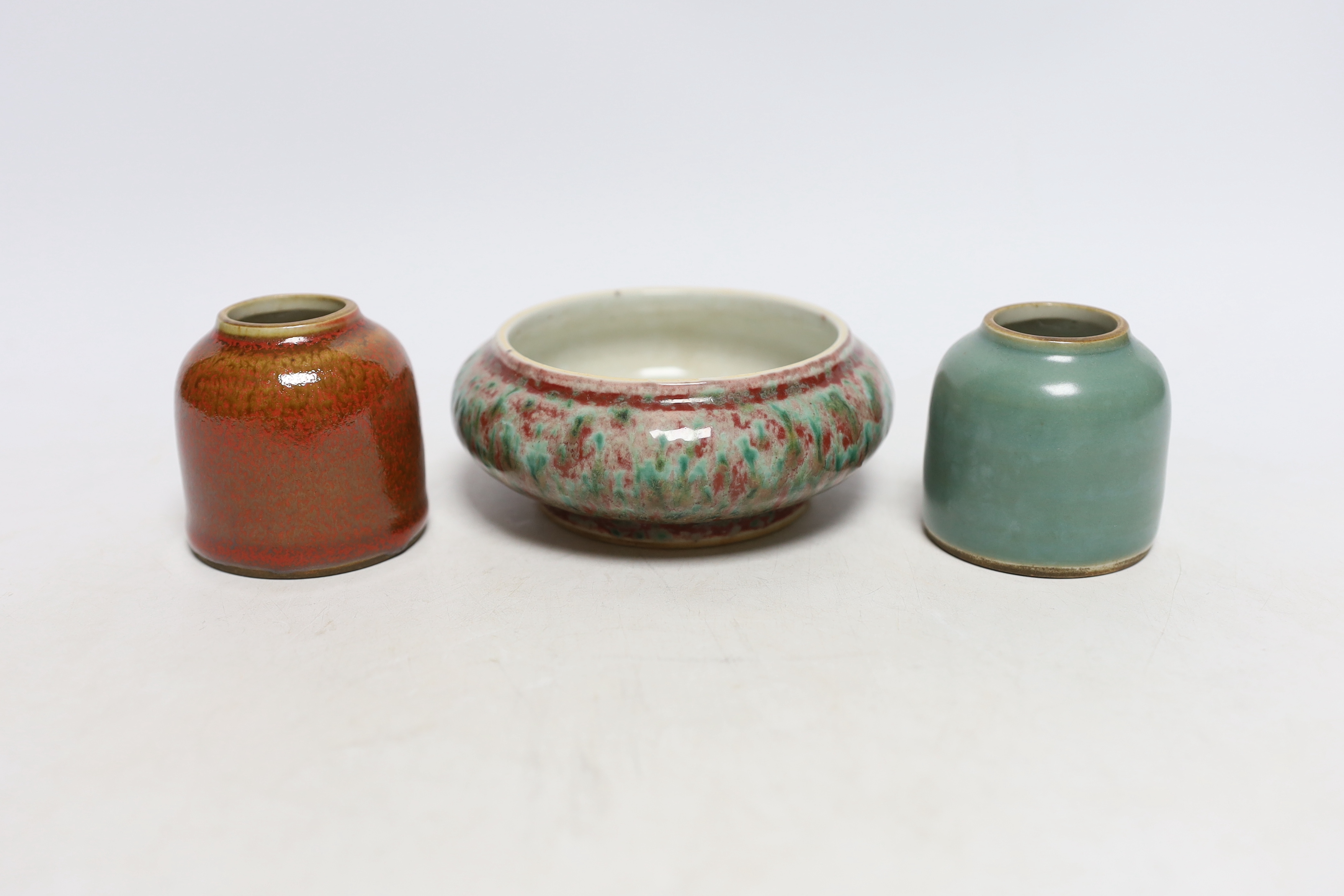 A group of Chinese flambé brushwashers, tallest 6cm